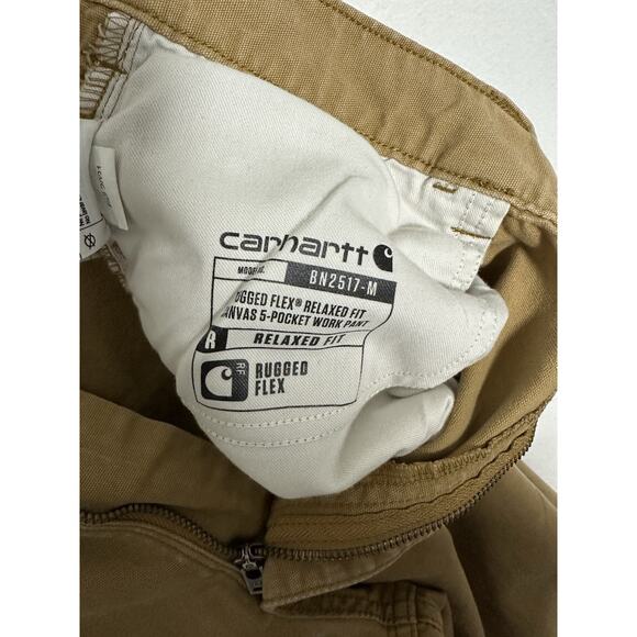 Carhartt Mens Relaxed Fit Rugged Flex Brown Khaki Work Pants size 40x32(30) EUC - Picture 3 of 7
